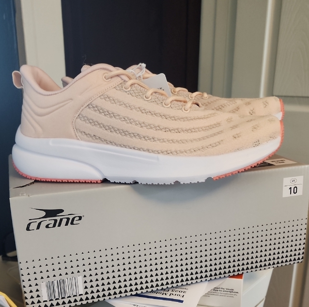 Cream and Pink Athletic Shoes for Active Comfort